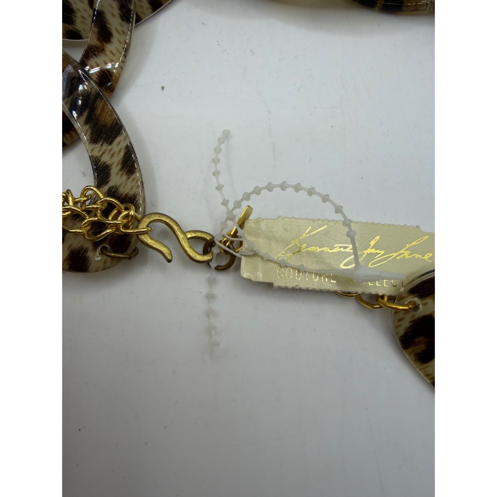 Kenneth Jay Lane Couture Leopard Print Resin Link Necklace & 2 Bangle Set NWT - Picture 6 of 6
